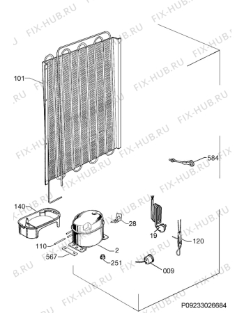 Взрыв-схема холодильника Zanussi ZBA23040SA - Схема узла Cooling system 017